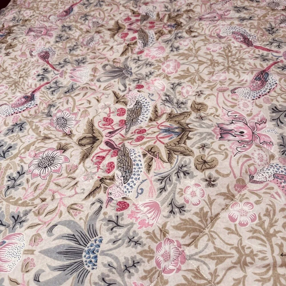William Morris At Home Cotton Polyester Floral & Bird Pattern comforter Blanket